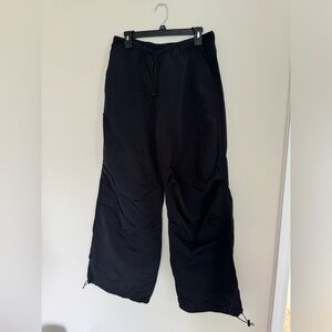 NWT ASOS Women’s High Rise Wide Leg Adjustable Bungee Cord Pant Black Si…